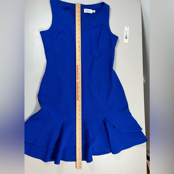 Eliza J Royal Blue sheath ruffled hem V-Neck Mini cocktail Dress, NWT, size 8 - Picture 15 of 17